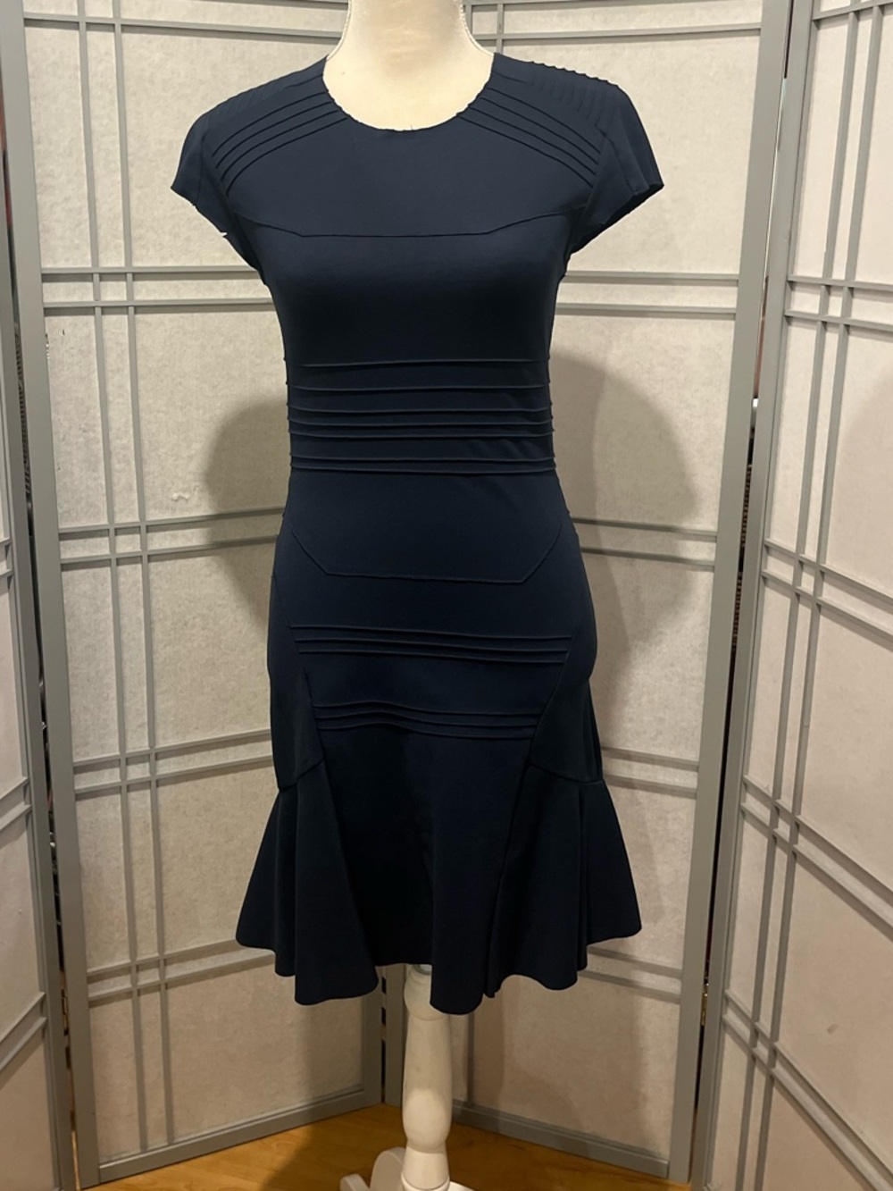 Maje Paris Navy Bodycon Midi Dress Fr 2 US 2-4 Small